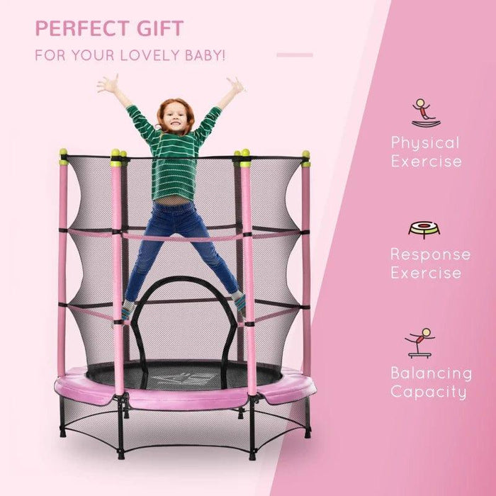 5.2FT Kids Trampoline with Safety Enclosure and Springless Design Ø140cm - Little and Giant Explorers HOMCOM