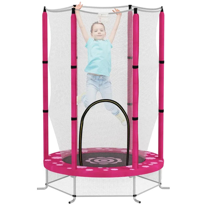 4.6FT Pink Trampoline with Safety Enclosure Net - Little and Giant Explorers AIYAPLAY