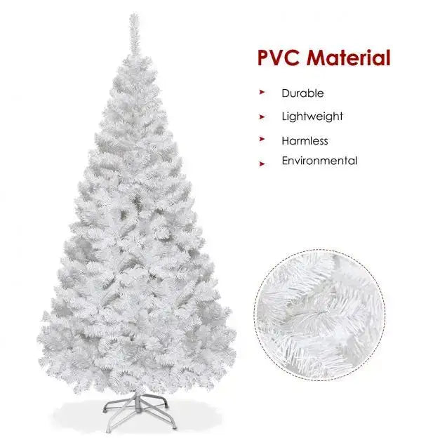 4.9ft Artificial Christmas Tree – White PVC Pine | Metal Stand - Indoor and Outdoor Use COSTWAY - Little and Giant Explorers Costway