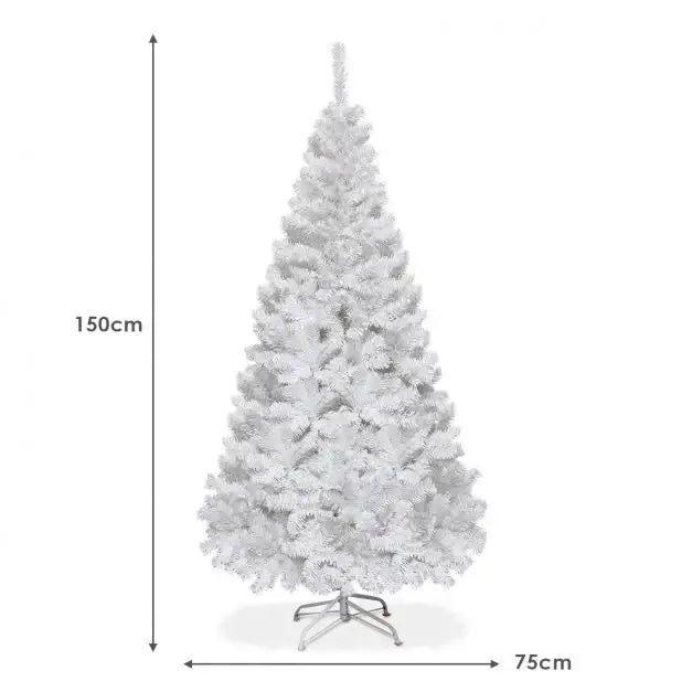 4.9ft Artificial Christmas Tree – White PVC Pine | Metal Stand - Indoor and Outdoor Use COSTWAY - Little and Giant Explorers Costway