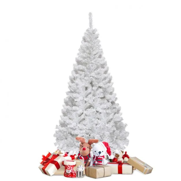 4.9ft Artificial Christmas Tree – White PVC Pine | Metal Stand - Indoor and Outdoor Use COSTWAY - Little and Giant Explorers Costway