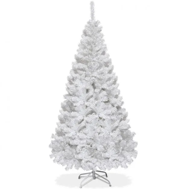 4.9ft Artificial Christmas Tree – White PVC Pine | Metal Stand - Indoor and Outdoor Use COSTWAY - Little and Giant Explorers Costway