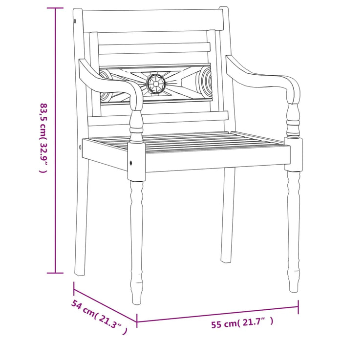 Batavia Chairs 4 pcs White Wash Solid Wood Teak - Little and Giant Explorers vidaXL