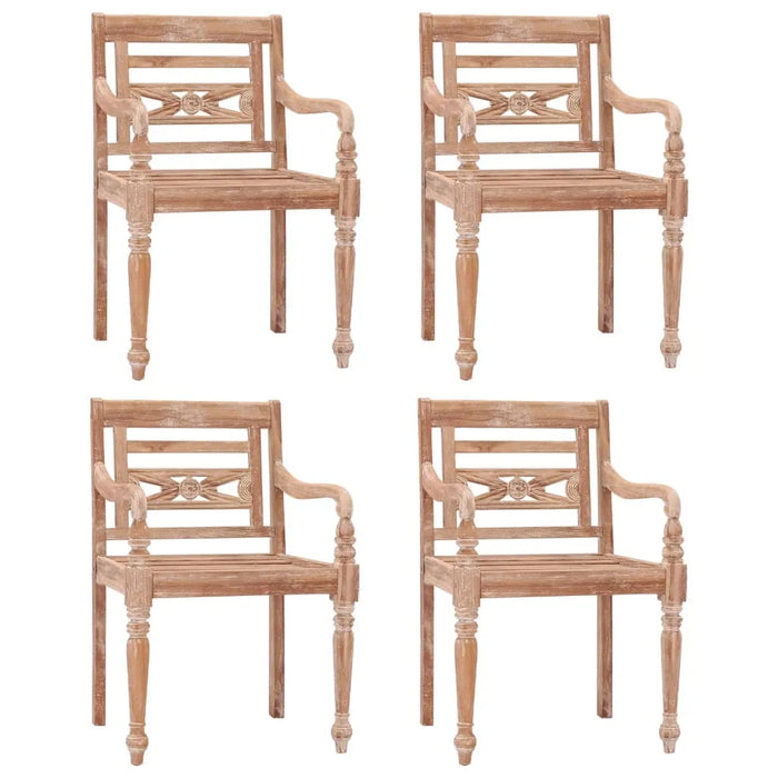 Batavia Chairs 4 pcs White Wash Solid Wood Teak - Little and Giant Explorers vidaXL