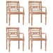 Batavia Chairs 4 pcs White Wash Solid Wood Teak - Little and Giant Explorers vidaXL