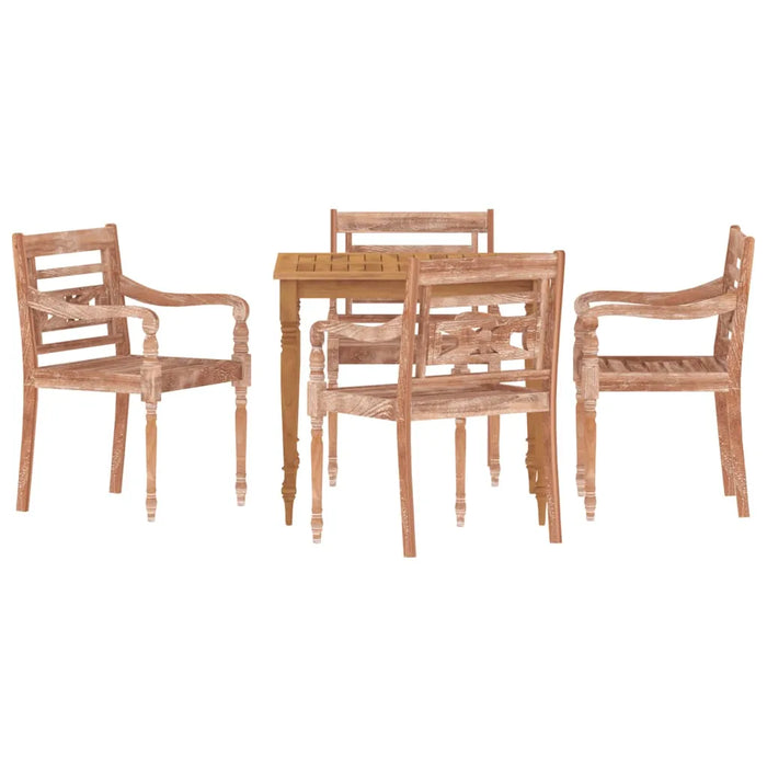 Batavia Chairs 4 pcs White Wash Solid Wood Teak - Little and Giant Explorers vidaXL