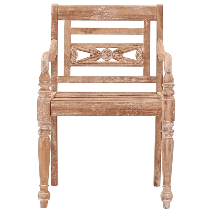 Batavia Chairs 4 pcs White Wash Solid Wood Teak - Little and Giant Explorers vidaXL