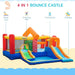 4-in-1 Bounce Castle with 2 Slides, Water Pool, 2 Trampolines and Climbing Wall with Blower - Little and Giant Explorers Outsunnny