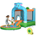 4-in-1 Bounce Castle with Water Slide, Pool, Basketball Hoop and Trampoline with Blower - Little and Giant Explorers Outsunny