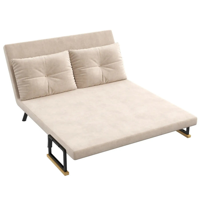 4-in-1 Convertible Velvet Sofa Bed – Beige | Click-Clack Loveseat with Five-Position Recline HOMCOM - Little and Giant Explorers