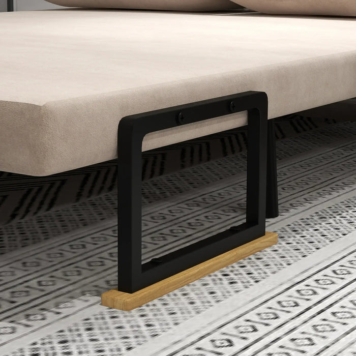 4-in-1 Convertible Velvet Sofa Bed – Beige | Click-Clack Loveseat with Five-Position Recline HOMCOM - Little and Giant Explorers