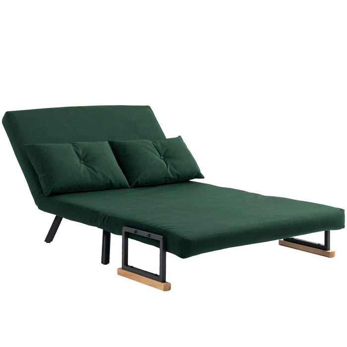 4-in-1 Convertible Velvet Sofa Bed – Green | Click-Clack Loveseat with Five-Position Recline HOMCOM - Little and Giant Explorers