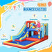 4-in-1 inflatable bounce castle with slide, water pool, climbing wall, trampoline and child playing