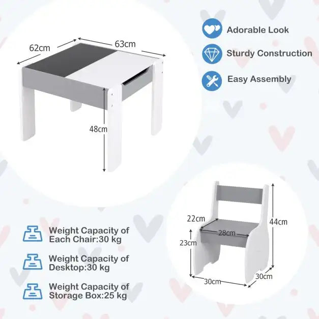 4-in-1 Kids Activity Table | Elephant Shape with Storage and Chairs - Little and Giant Explorers Costway