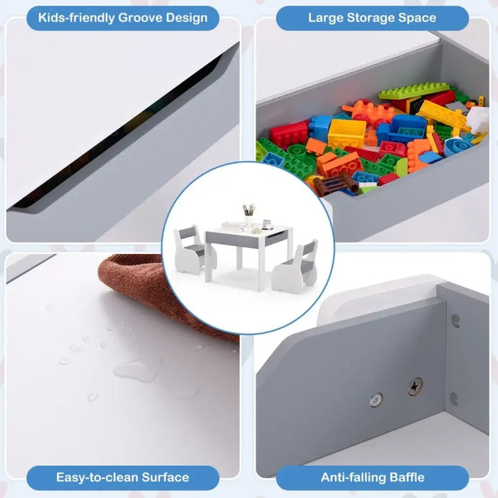 4-in-1 Kids Activity Table | Elephant Shape with Storage and Chairs - Little and Giant Explorers Costway