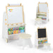 4-in-1 Kids Art Easel and Activity Table - White | Magnetic Whiteboard, Blackboard and Stool COSTWAY - Little and Giant Explorers Costway