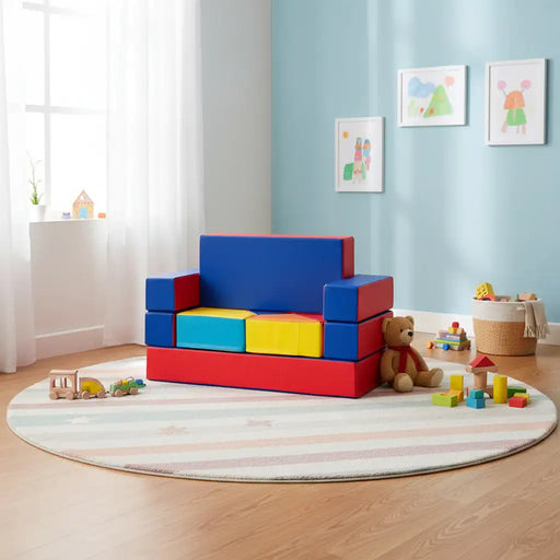 4-in-1 Kids Multi-functional Combination Sofa Set - Multicolour | Sofa, Bed, Table and Chair COSTWAY - Little and Giant Explorers Costway