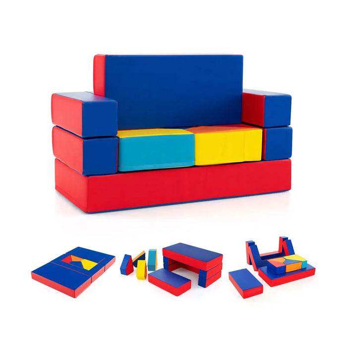 4-in-1 Kids Multi-functional Combination Sofa Set - Multicolour | Sofa, Bed, Table and Chair COSTWAY - Little and Giant Explorers Costway