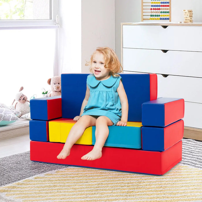 4-in-1 Kids Multi-functional Combination Sofa Set - Multicolour | Sofa, Bed, Table and Chair COSTWAY - Little and Giant Explorers Costway