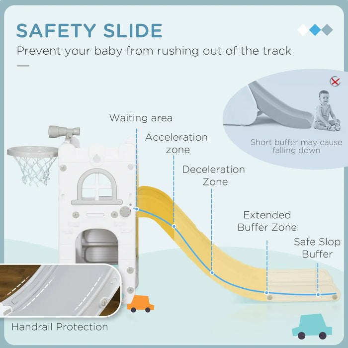 Kids Slide 4-in-1 Design | with Basketball Hoop, Telescope and Climber (Grey Edition) - Little and Giant Explorers AIYAPLAY