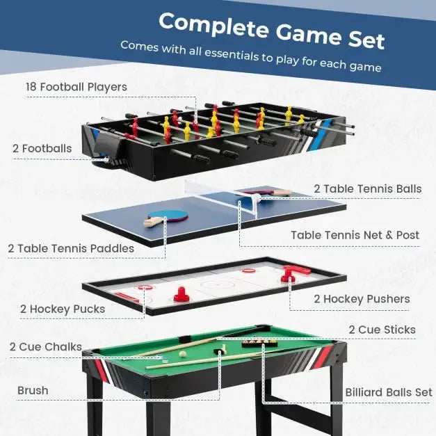 4-in-1 Multi Game Table – Black | Foosball, Hockey, Billiards and Table Tennis COSTWAY - Little and Giant Explorers Costway