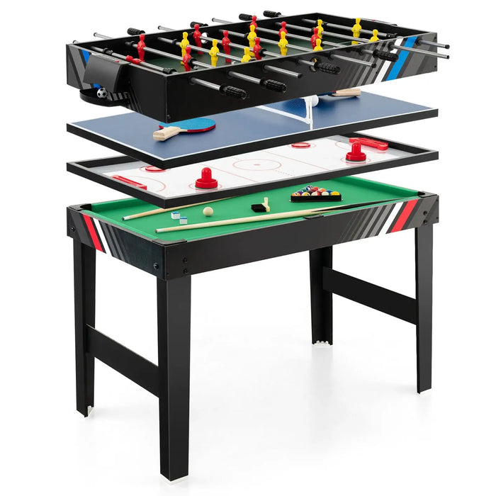 4-in-1 Multi Game Table – Black | Foosball, Hockey, Billiards and Table Tennis COSTWAY - Little and Giant Explorers Costway