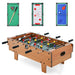 Multi-game table with foosball, pool, and ping pong components on a white background
