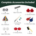 List of complete accessories included with various sports equipment on a white background.