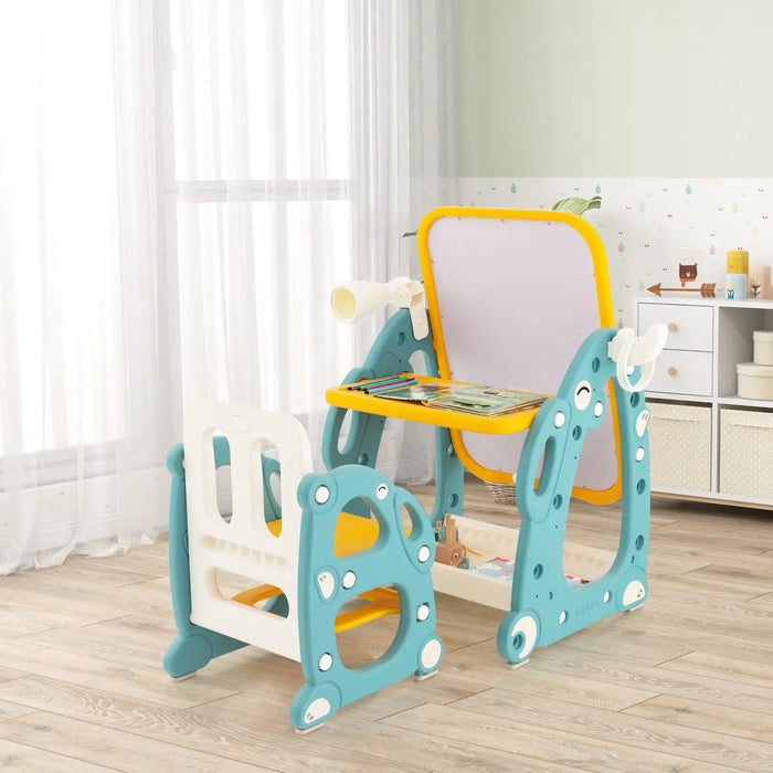 4-in-1 Multifunctional Art Easel | Adjustable Height with Writing Table and Ring Toss Game - Little and Giant Explorers Costway