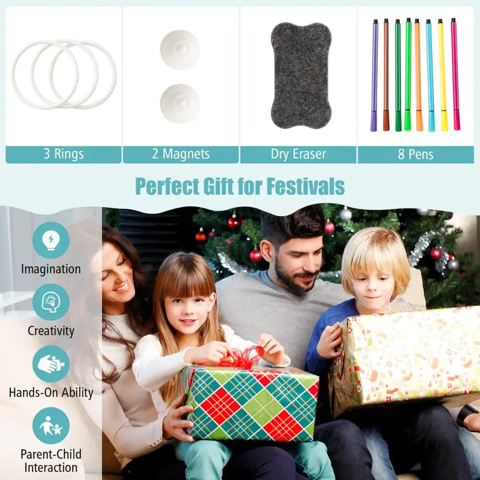 4-in-1 Multifunctional Art Easel | Adjustable Height with Writing Table and Ring Toss Game - Little and Giant Explorers Costway