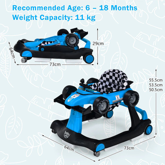 4-in-1 Race-Car Baby Walker with Adjustable Height and Speed - Little and Giant Explorers Costway