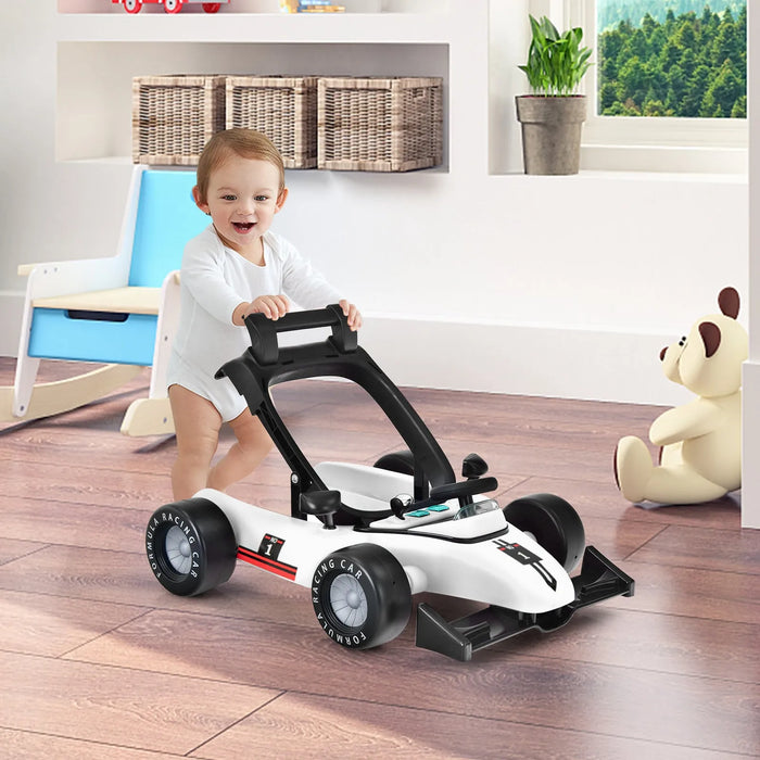 4-in-1 Race-Car Baby Walker with Adjustable Height and Speed - Little and Giant Explorers Costway