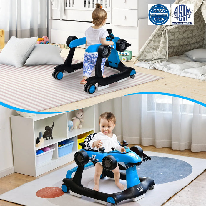 4-in-1 Race-Car Baby Walker with Adjustable Height and Speed - Little and Giant Explorers Costway