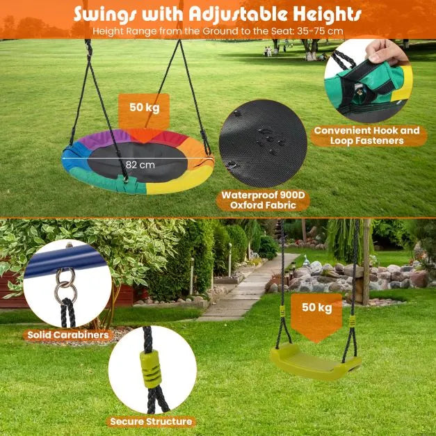 4-in-1 Swing Playset with Slide and Basketball Hoop - Little and Giant Explorers Costway