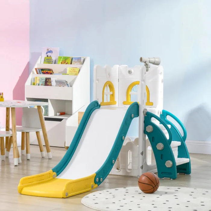 4-in-1 Toddler Slide with Basketball Hoop, Climber and Telescope - Little and Giant Explorers AIYAPLAY