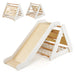 4-in-1 Toddler Wooden Triangle Climber with Ramp and Sliding Board in White - Little and Giant Explorers Costway