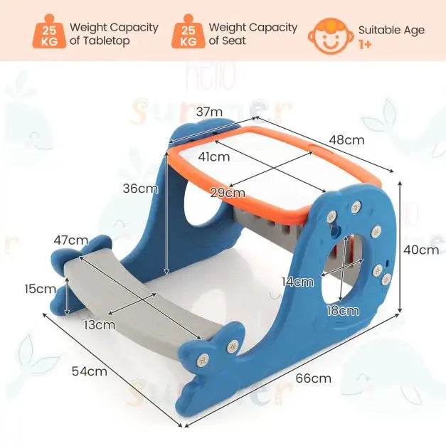 4-in-1 Whale-Shaped Kids Art Table and Chair Set | Adjustable Whiteboard COSTWAY - Little and Giant Explorers Costway