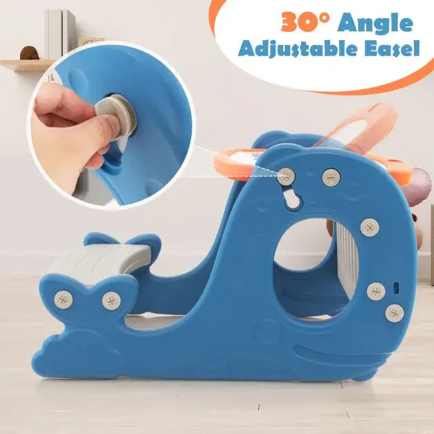 4-in-1 Whale-Shaped Kids Art Table and Chair Set | Adjustable Whiteboard COSTWAY - Little and Giant Explorers Costway