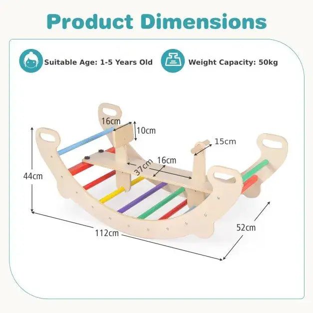 4-in-1 Wooden Rocking Horse Arch with Backrest - Little and Giant Explorers Costway