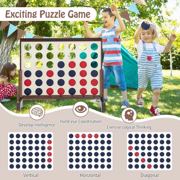 4-in-a-Row Game Set with 42 Pieces Jumbo Rings - Little and Giant Explorers Costway