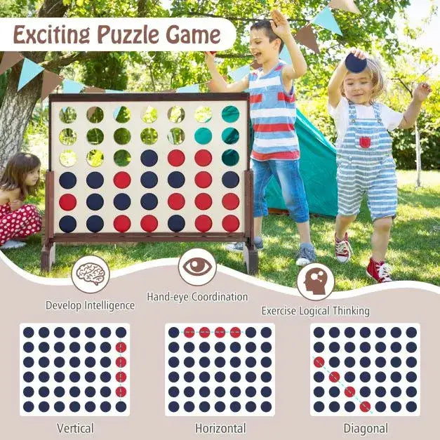 4-in-a-Row Game Set with 42 Pieces Jumbo Rings - Little and Giant Explorers Costway