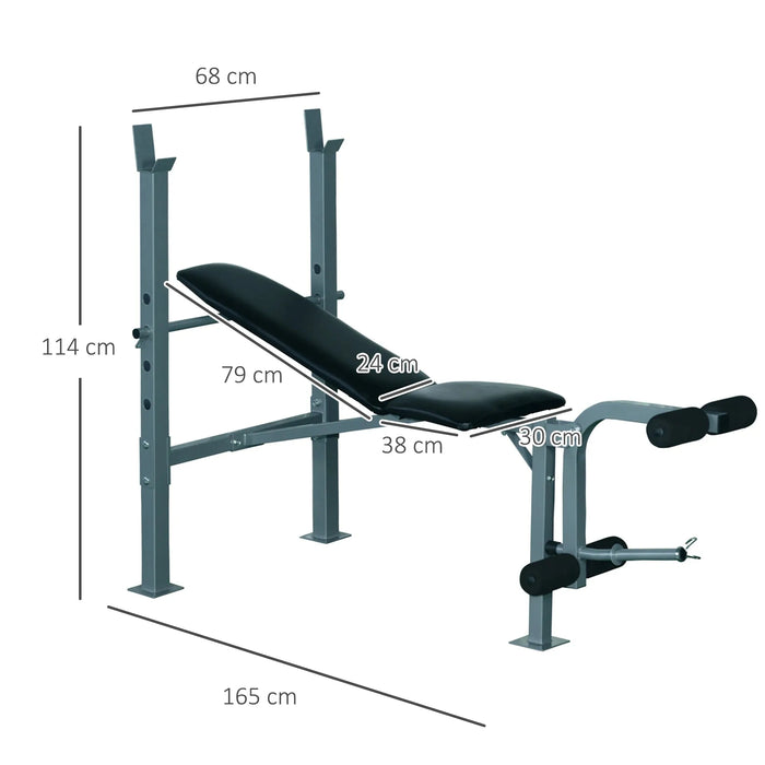 4-Levels Adjustable Weight Bench with Barbell Rack in Silver and Black - Little and Giant Explorers HOMCOM