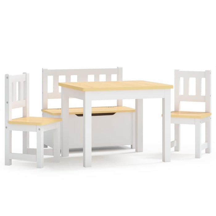 4 Piece Children Table and Chair Set in White and Beige - Little and Giant Explorers vidaXL