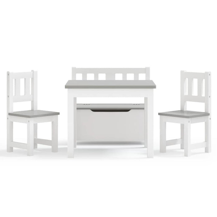 4 Piece Children Table and Chair Set in White and Grey - Little and Giant Explorers vidaXL