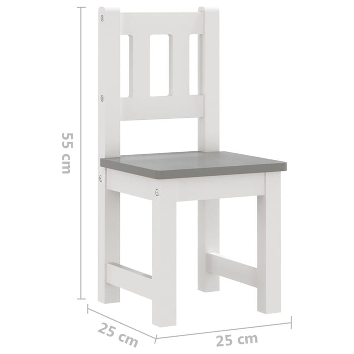 4 Piece Children Table and Chair Set in White and Grey - Little and Giant Explorers vidaXL