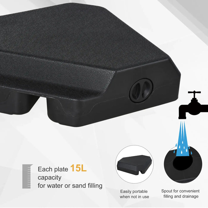 4-Piece Fillable Parasol Base Weights with Steel Cross Base - Little and Giant Explorers Outsunny