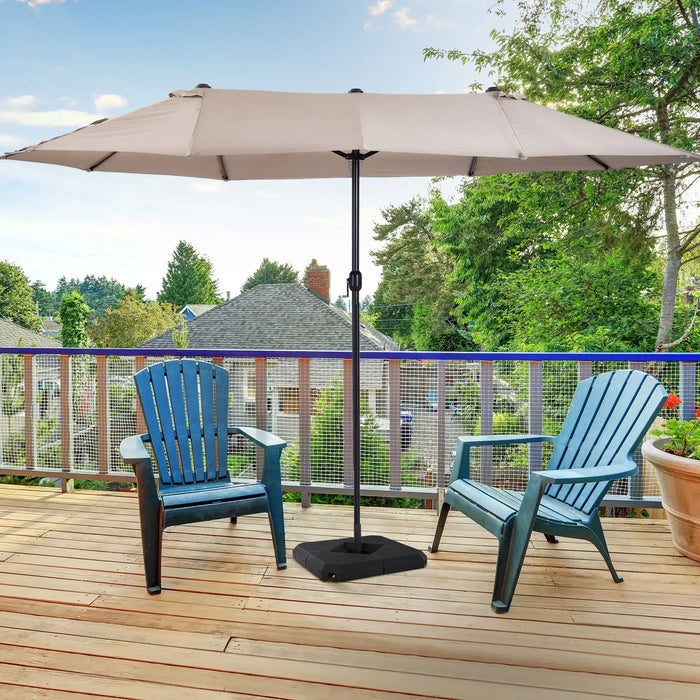 4-Piece Fillable Parasol Base Weights with Steel Cross Base - Little and Giant Explorers Outsunny