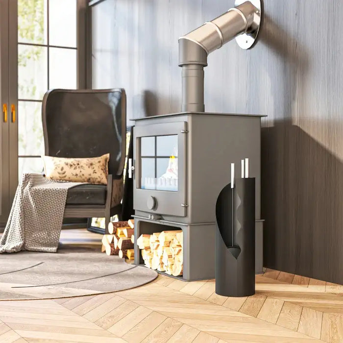 4-Piece Fireplace Companion Set with Bucket, Poker, Shovel and Broom | Black Metal Fireside Tools OUTSUNNY - Little and Giant Explorers Outsunny