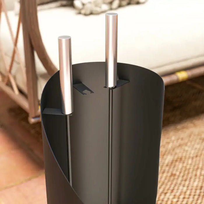 4-Piece Fireplace Companion Set with Bucket, Poker, Shovel and Broom | Black Metal Fireside Tools OUTSUNNY - Little and Giant Explorers Outsunny