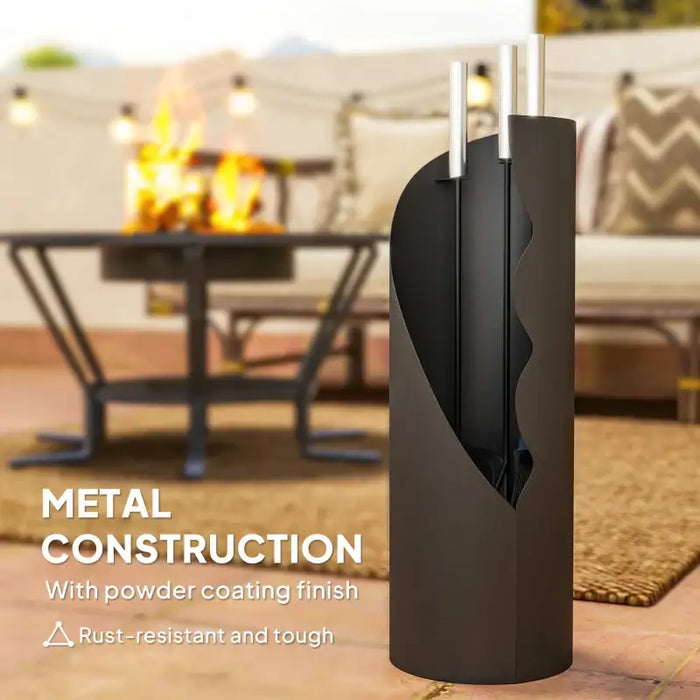 4-Piece Fireplace Companion Set with Bucket, Poker, Shovel and Broom | Black Metal Fireside Tools OUTSUNNY - Little and Giant Explorers Outsunny